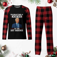 Funny Fantasy Football Plaid Pajama Set Joe Biden Confused Drafting Kicker Draft Party - Wonder Print Shop