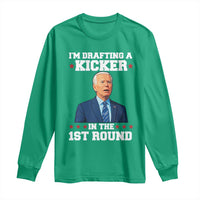 Funny Fantasy Football Long Sleeve Shirt Joe Biden Confused Drafting Kicker Draft Party - Wonder Print Shop
