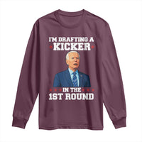 Funny Fantasy Football Long Sleeve Shirt Joe Biden Confused Drafting Kicker Draft Party - Wonder Print Shop