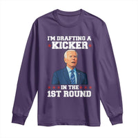 Funny Fantasy Football Long Sleeve Shirt Joe Biden Confused Drafting Kicker Draft Party - Wonder Print Shop