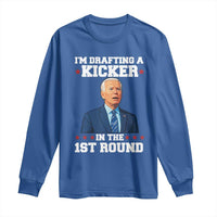 Funny Fantasy Football Long Sleeve Shirt Joe Biden Confused Drafting Kicker Draft Party - Wonder Print Shop