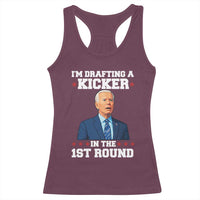 Funny Fantasy Football Racerback Tank Top Joe Biden Confused Drafting Kicker Draft Party - Wonder Print Shop