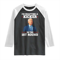 Funny Fantasy Football Raglan Shirt Joe Biden Confused Drafting Kicker Draft Party - Wonder Print Shop