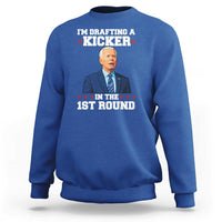 Funny Fantasy Football Sweatshirt Joe Biden Confused Drafting Kicker Draft Party - Wonder Print Shop