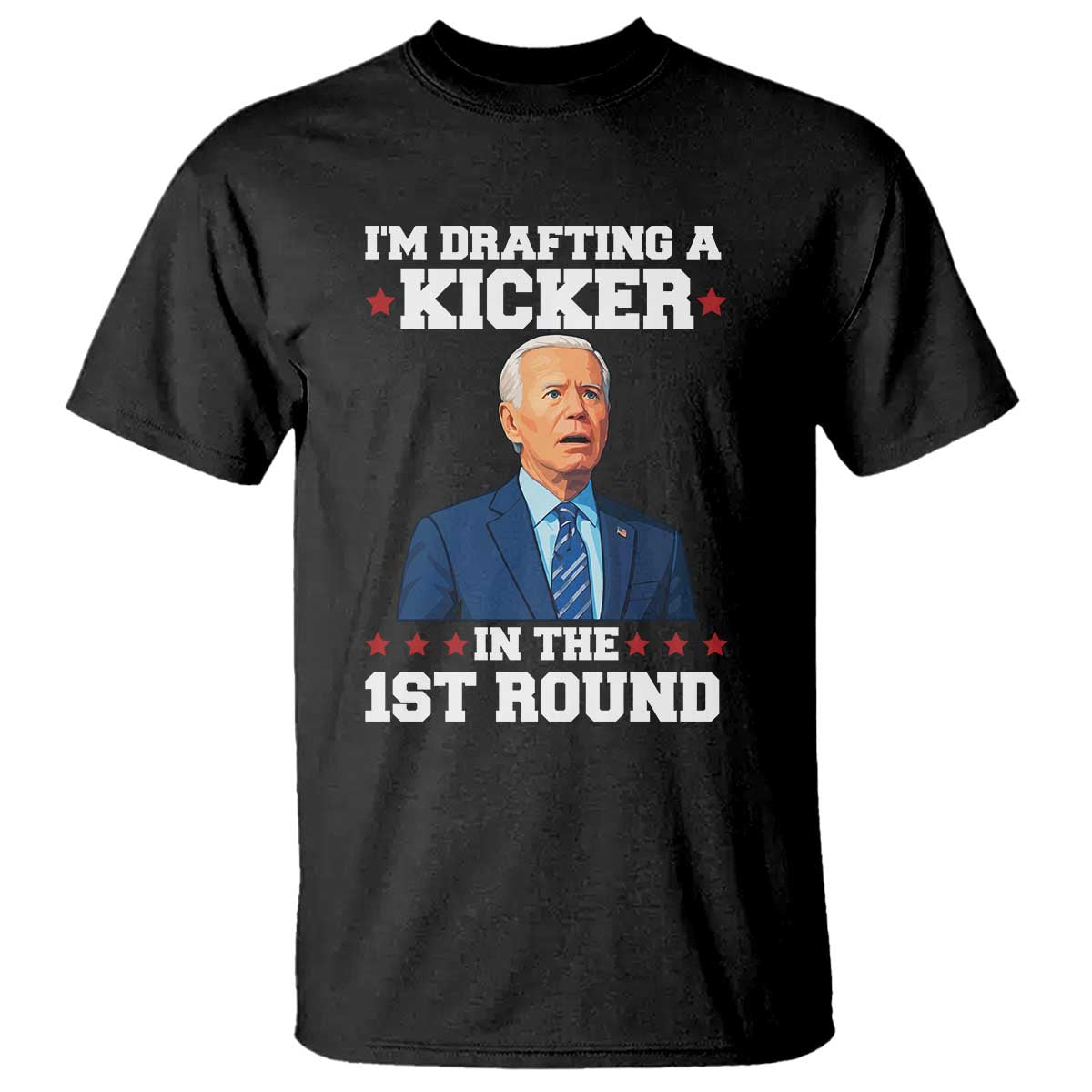Funny Fantasy Football T Shirt Joe Biden Confused Drafting Kicker Draft Party - Wonder Print Shop