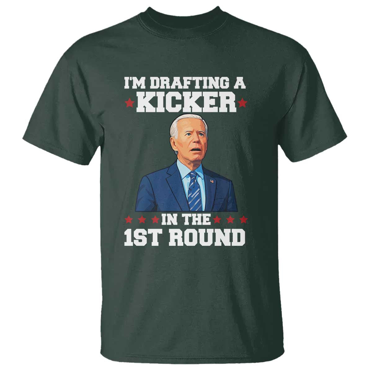 Funny Fantasy Football T Shirt Joe Biden Confused Drafting Kicker Draft Party - Wonder Print Shop