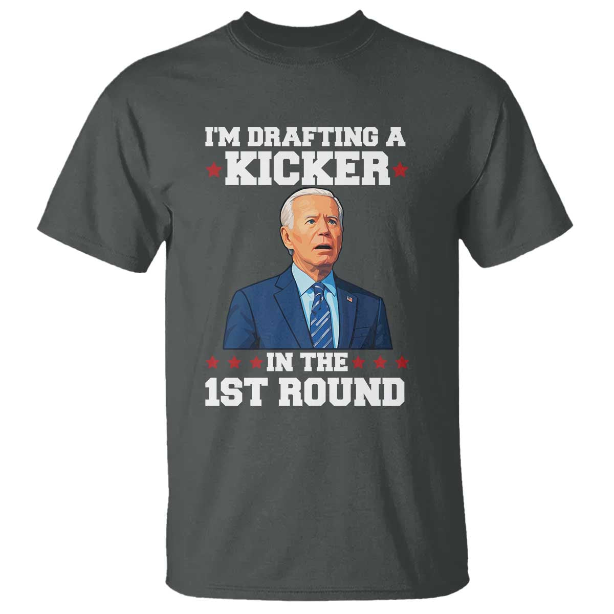 Funny Fantasy Football T Shirt Joe Biden Confused Drafting Kicker Draft Party - Wonder Print Shop