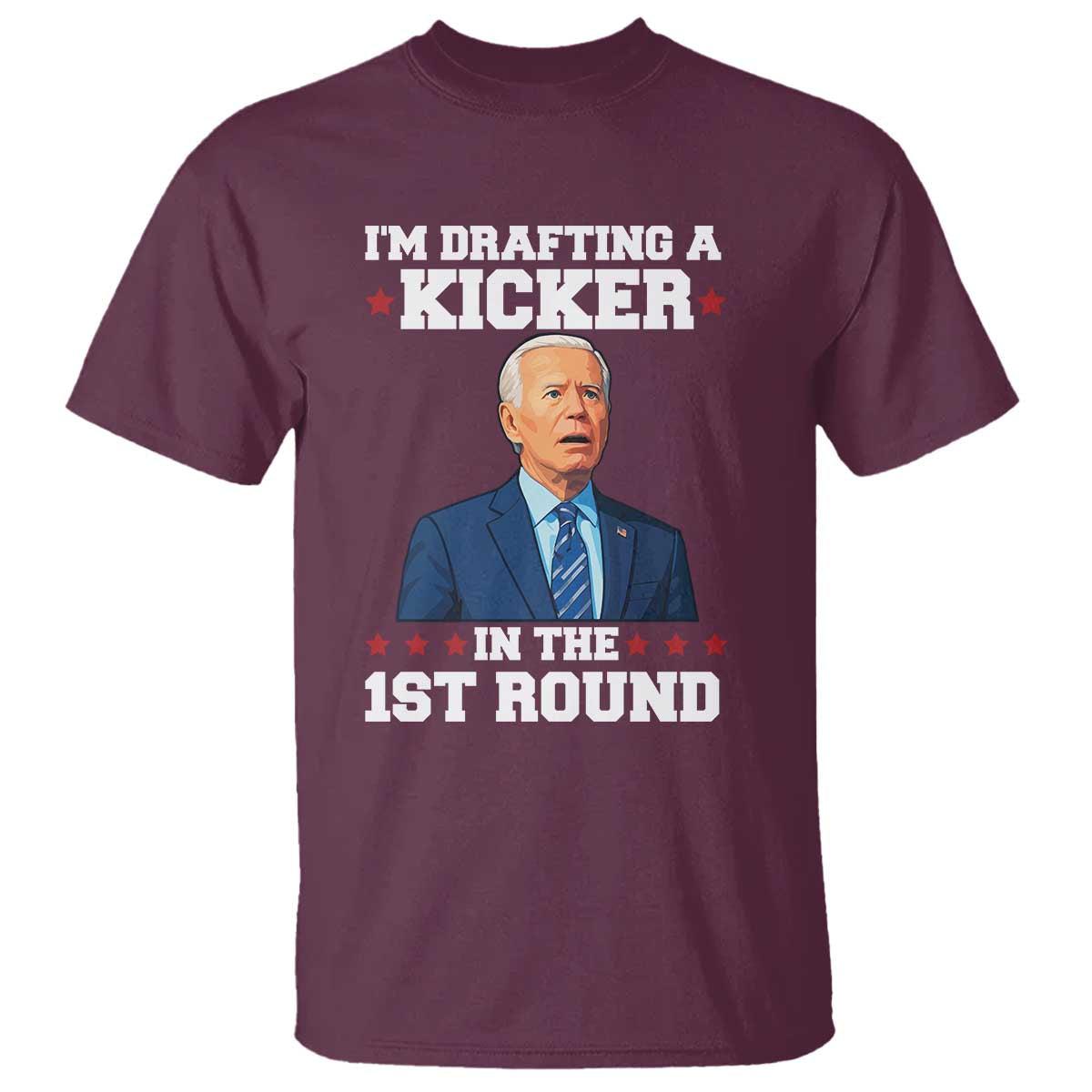 Funny Fantasy Football T Shirt Joe Biden Confused Drafting Kicker Draft Party - Wonder Print Shop