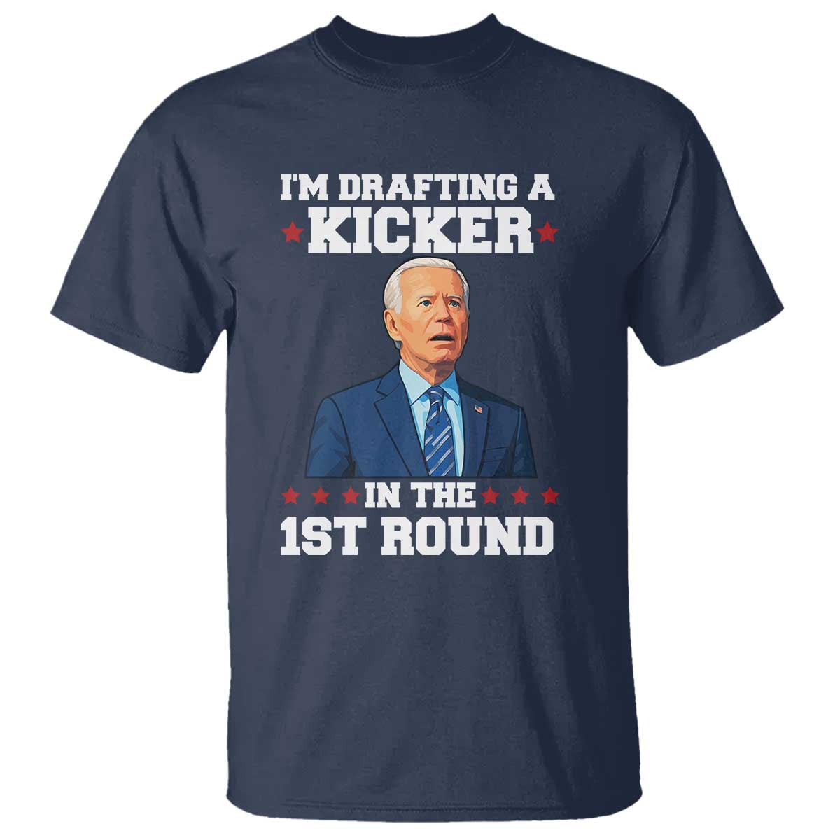 Funny Fantasy Football T Shirt Joe Biden Confused Drafting Kicker Draft Party - Wonder Print Shop