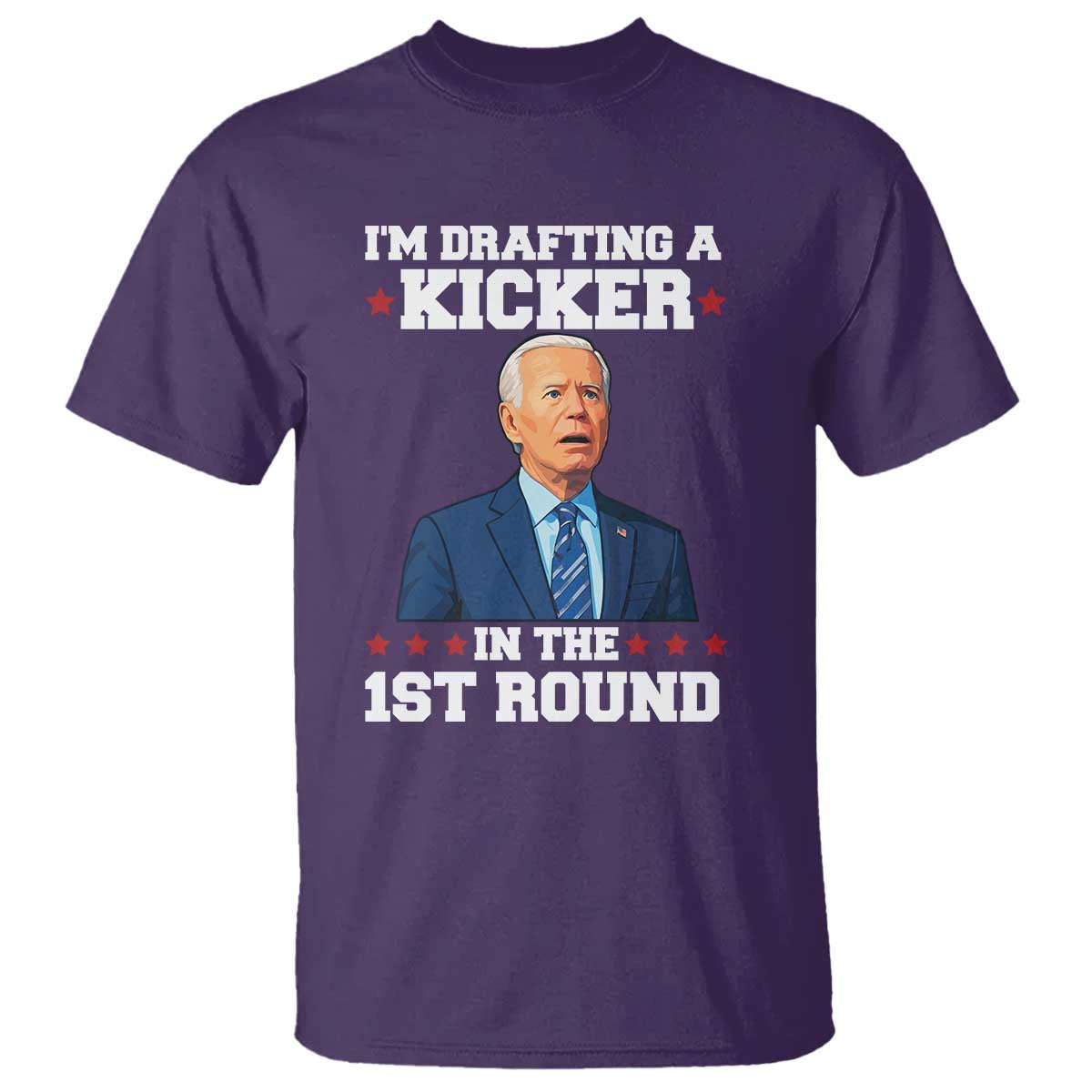 Funny Fantasy Football T Shirt Joe Biden Confused Drafting Kicker Draft Party - Wonder Print Shop