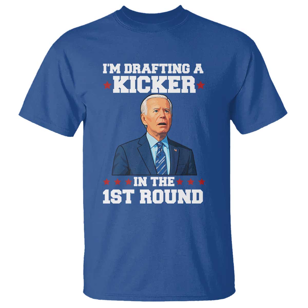 Funny Fantasy Football T Shirt Joe Biden Confused Drafting Kicker Draft Party - Wonder Print Shop
