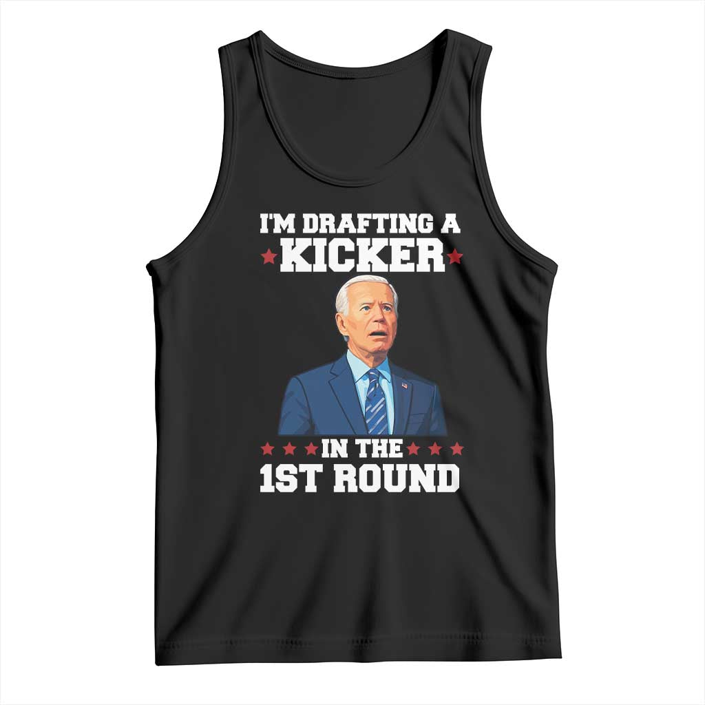Funny Fantasy Football Tank Top Joe Biden Confused Drafting Kicker Draft Party - Wonder Print Shop