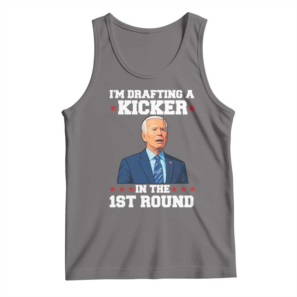 Funny Fantasy Football Tank Top Joe Biden Confused Drafting Kicker Draft Party - Wonder Print Shop