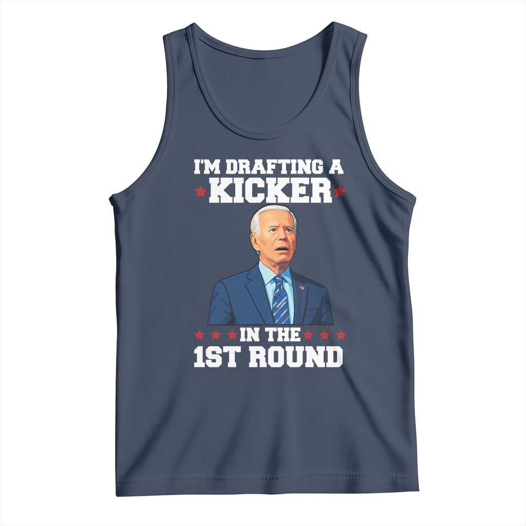Funny Fantasy Football Tank Top Joe Biden Confused Drafting Kicker Draft Party - Wonder Print Shop