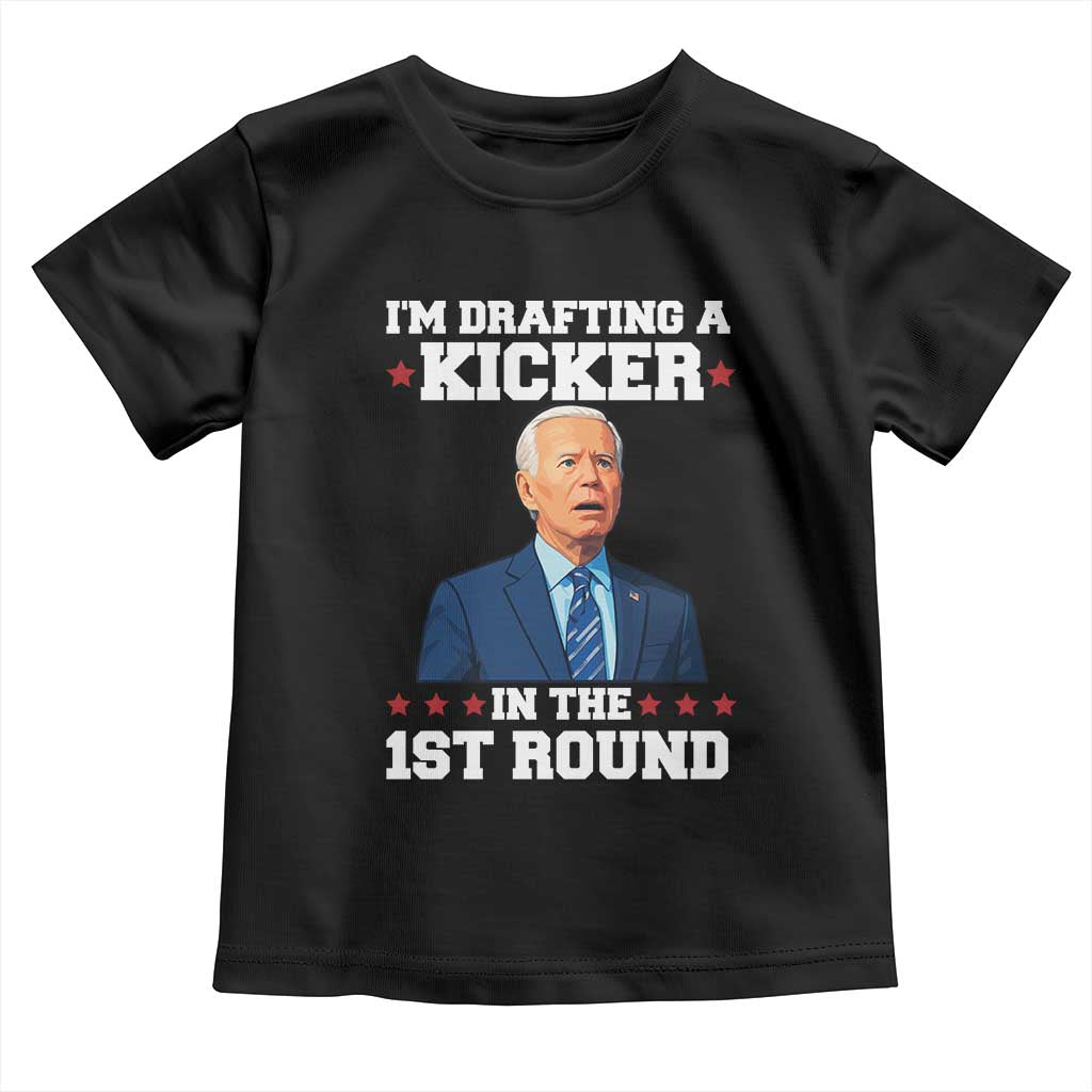 Funny Fantasy Football Toddler T Shirt Joe Biden Confused Drafting Kicker Draft Party - Wonder Print Shop