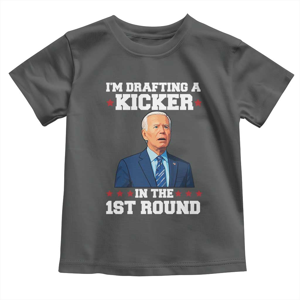 Funny Fantasy Football Toddler T Shirt Joe Biden Confused Drafting Kicker Draft Party - Wonder Print Shop