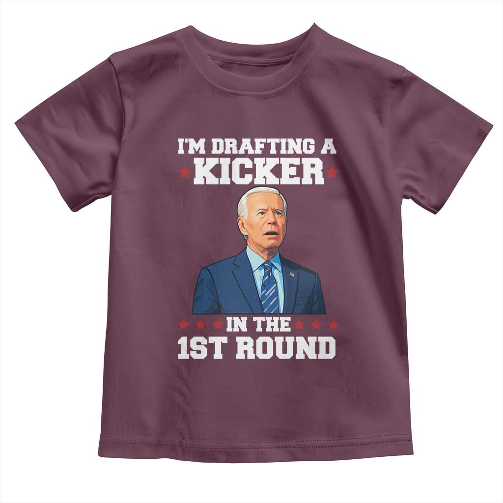 Funny Fantasy Football Toddler T Shirt Joe Biden Confused Drafting Kicker Draft Party - Wonder Print Shop