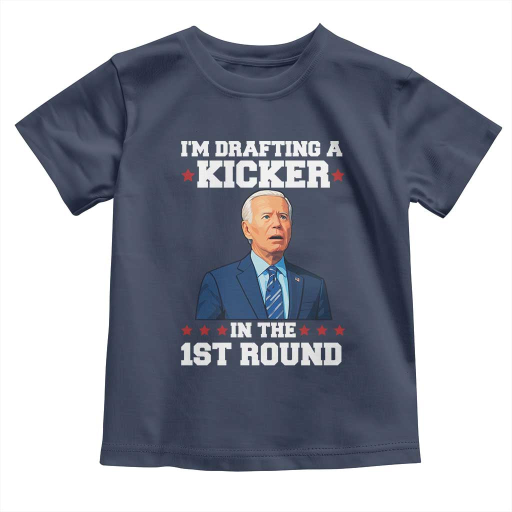 Funny Fantasy Football Toddler T Shirt Joe Biden Confused Drafting Kicker Draft Party - Wonder Print Shop