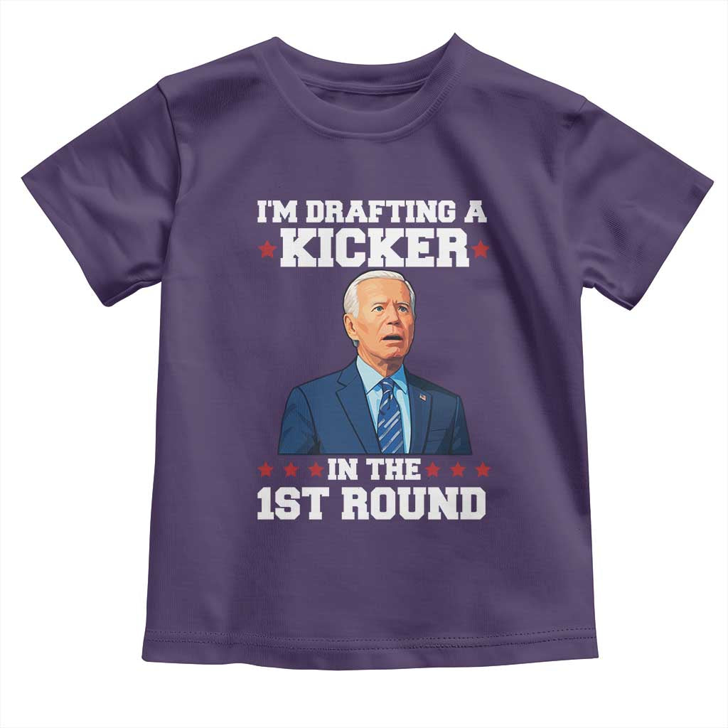 Funny Fantasy Football Toddler T Shirt Joe Biden Confused Drafting Kicker Draft Party - Wonder Print Shop