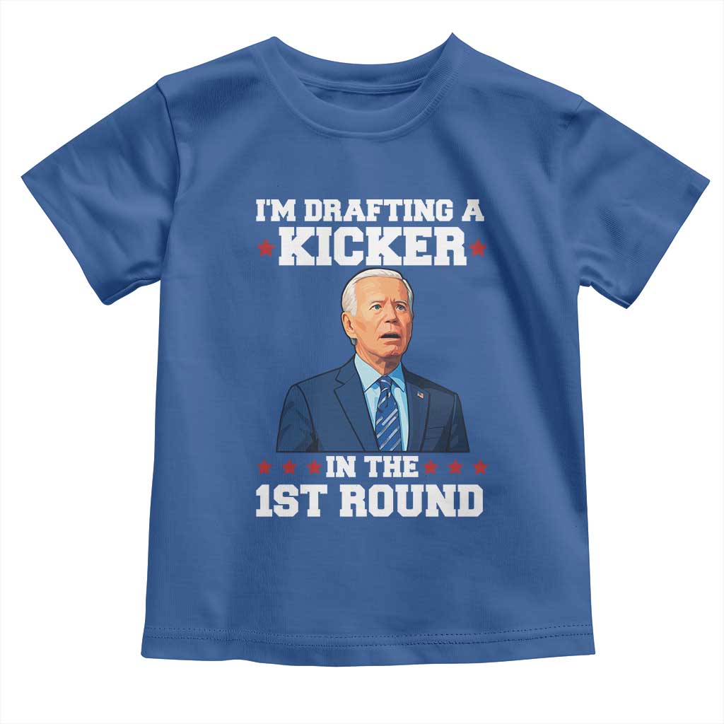 Funny Fantasy Football Toddler T Shirt Joe Biden Confused Drafting Kicker Draft Party - Wonder Print Shop