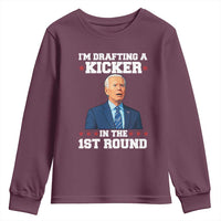 Funny Fantasy Football Youth Sweatshirt Joe Biden Confused Drafting Kicker Draft Party - Wonder Print Shop