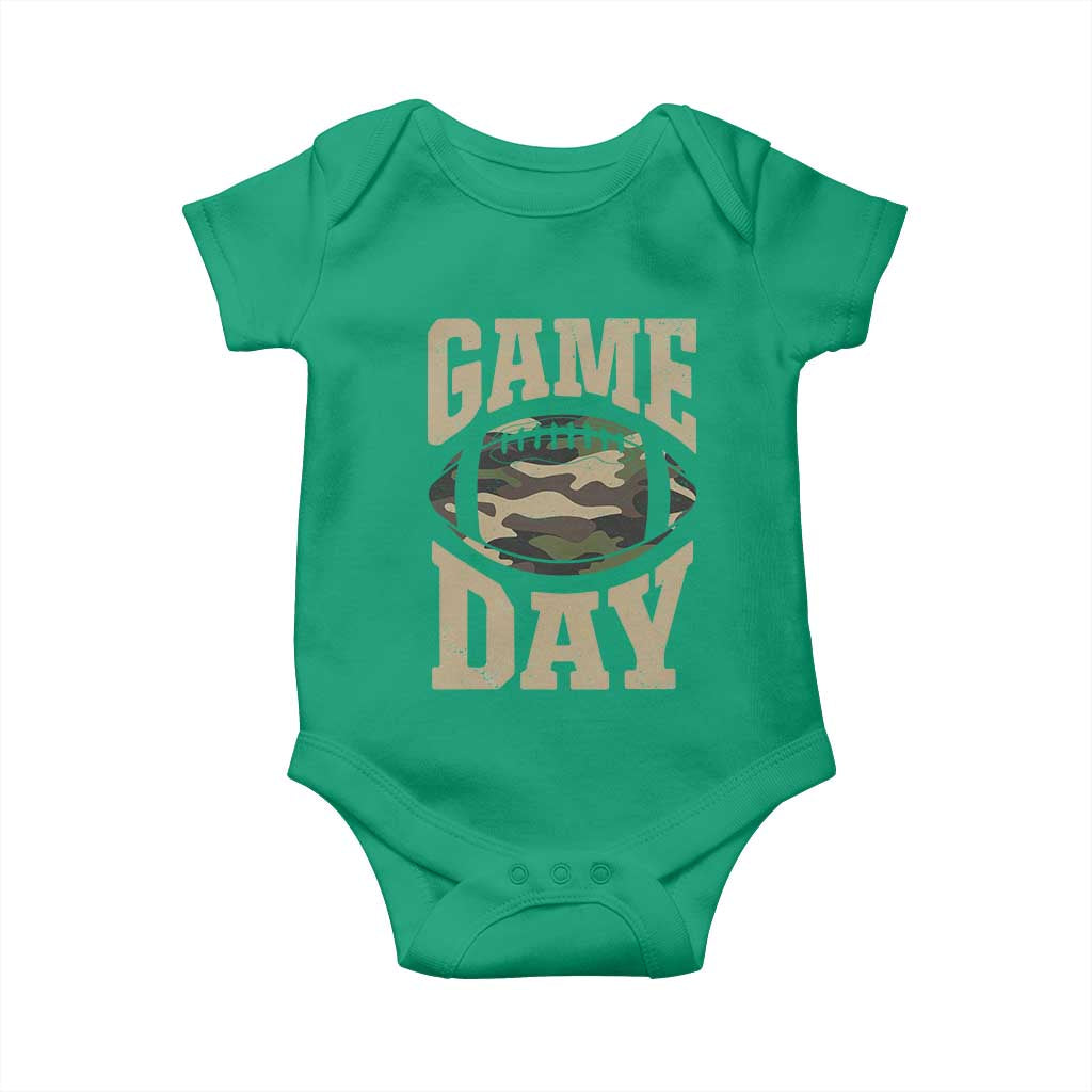 Game Day Football Baby Onesie Funny Sunday Retro Camo Camouflage - Wonder Print Shop
