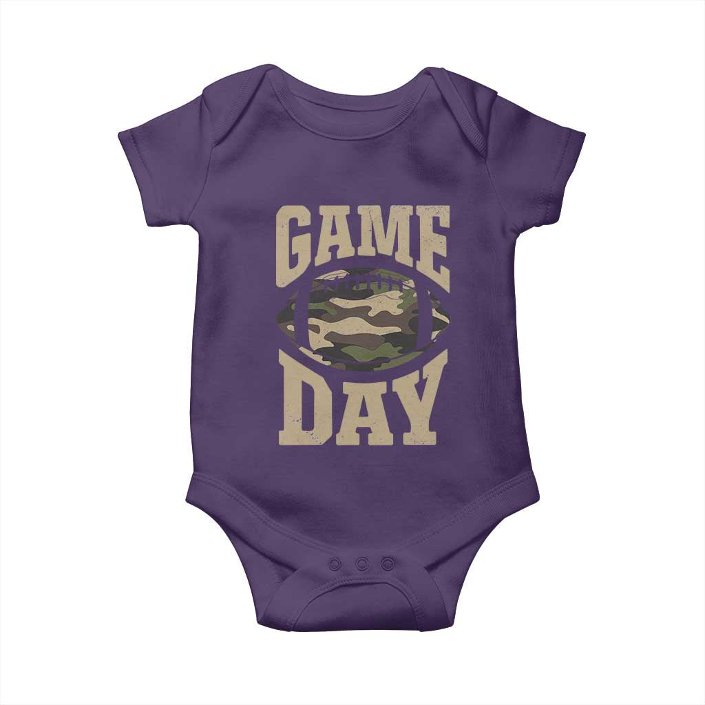 Game Day Football Baby Onesie Funny Sunday Retro Camo Camouflage - Wonder Print Shop