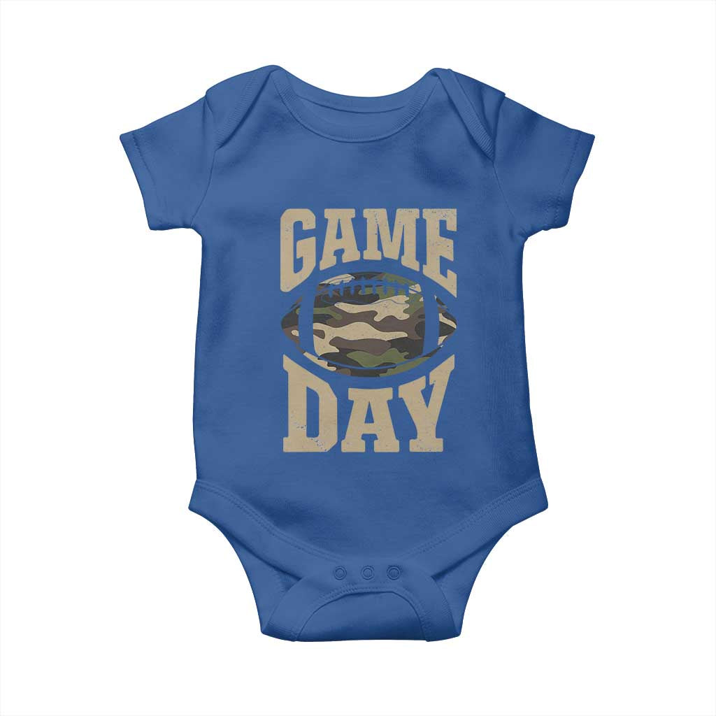 Game Day Football Baby Onesie Funny Sunday Retro Camo Camouflage - Wonder Print Shop