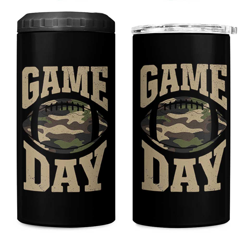 Game Day Football 4 in 1 Can Cooler Tumbler Funny Sunday Retro Camo Camouflage - Wonder Print Shop