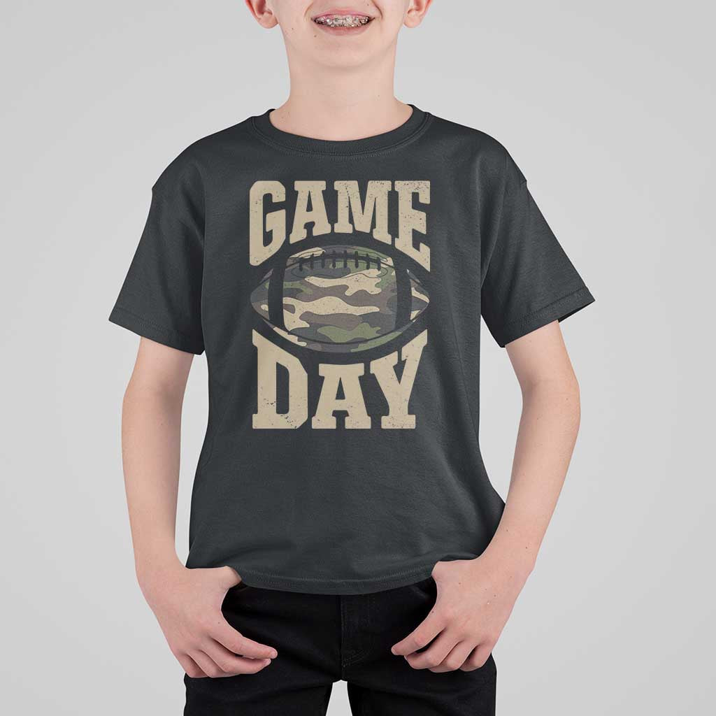 Game Day Football T Shirt For Kid Funny Sunday Retro Camo Camouflage - Wonder Print Shop