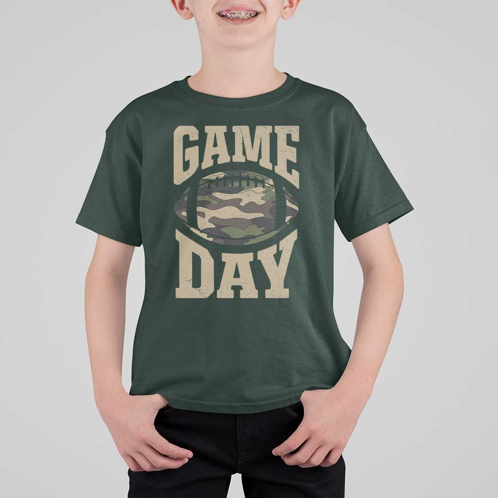 Game Day Football T Shirt For Kid Funny Sunday Retro Camo Camouflage - Wonder Print Shop