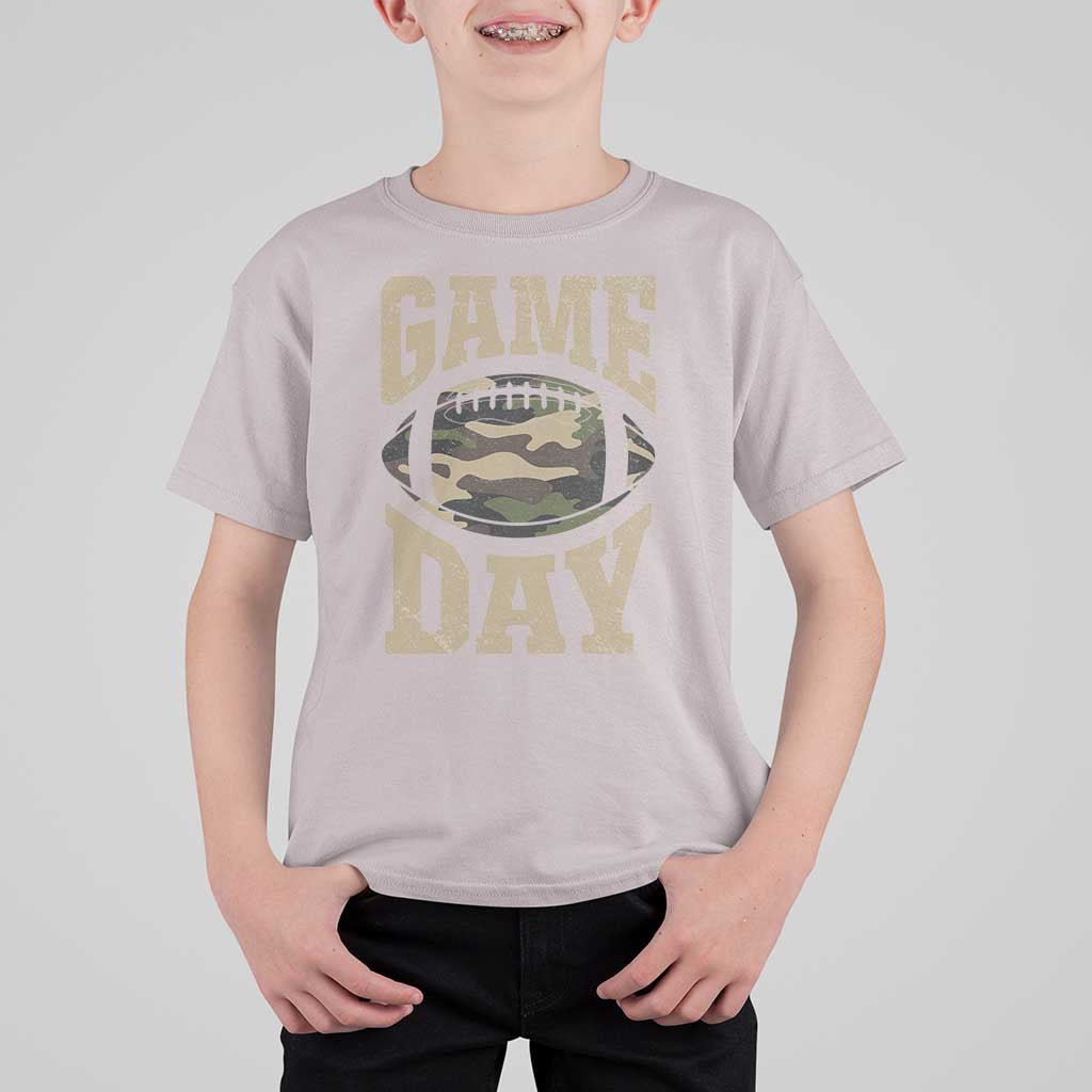 Game Day Football T Shirt For Kid Funny Sunday Retro Camo Camouflage - Wonder Print Shop