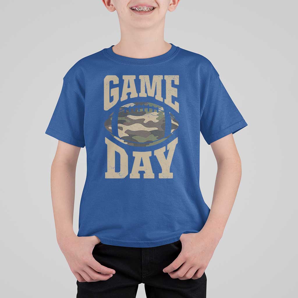 Game Day Football T Shirt For Kid Funny Sunday Retro Camo Camouflage - Wonder Print Shop