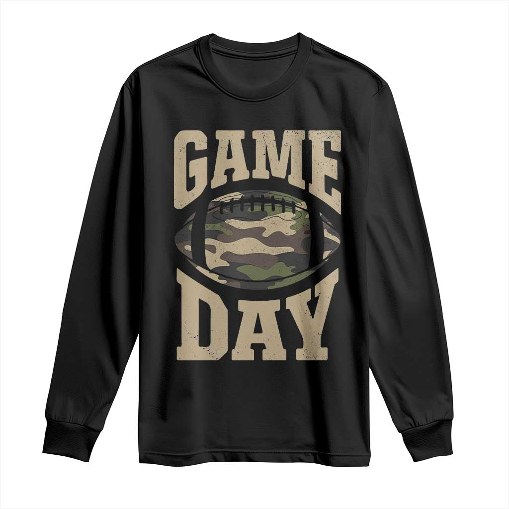 Game Day Football Long Sleeve Shirt Funny Sunday Retro Camo Camouflage - Wonder Print Shop