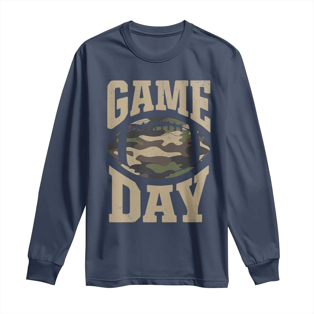 Game Day Football Long Sleeve Shirt Funny Sunday Retro Camo Camouflage - Wonder Print Shop