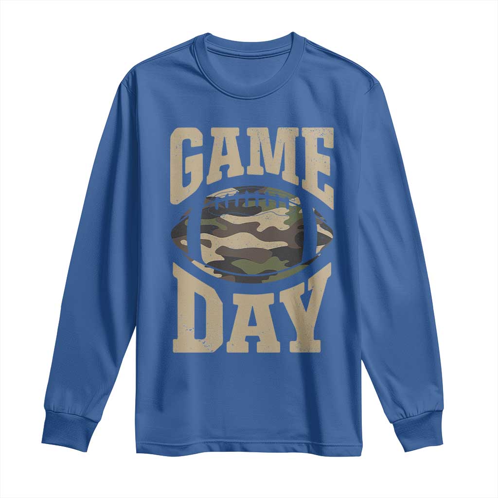 Game Day Football Long Sleeve Shirt Funny Sunday Retro Camo Camouflage - Wonder Print Shop