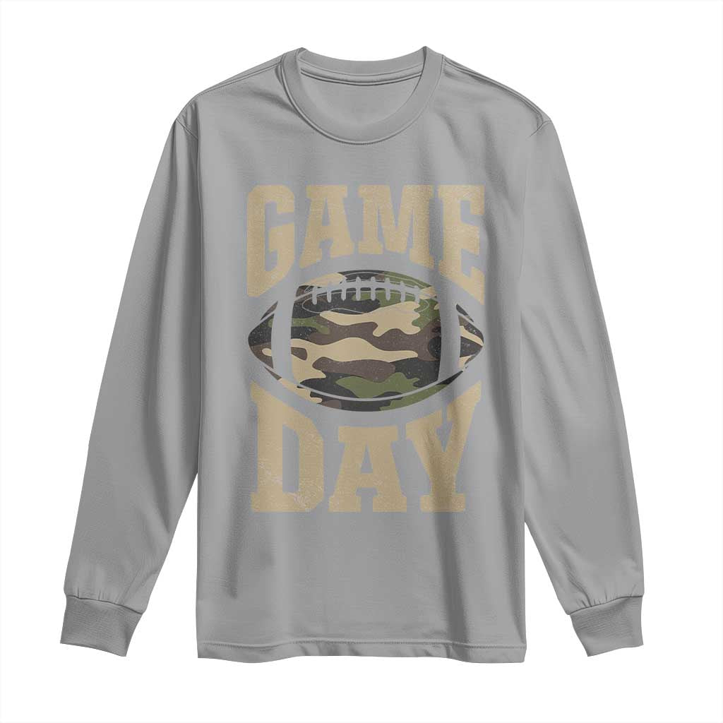 Game Day Football Long Sleeve Shirt Funny Sunday Retro Camo Camouflage - Wonder Print Shop