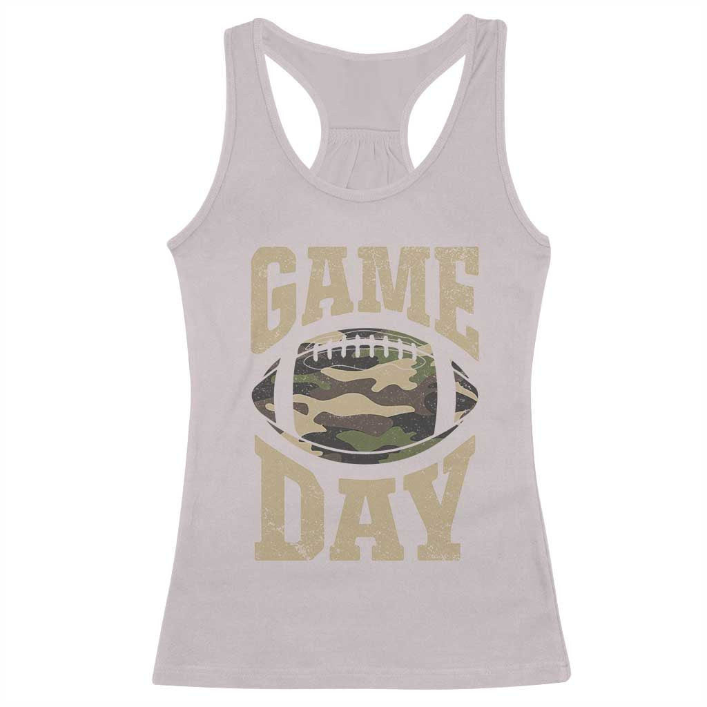 Game Day Football Racerback Tank Top Funny Sunday Retro Camo Camouflage - Wonder Print Shop