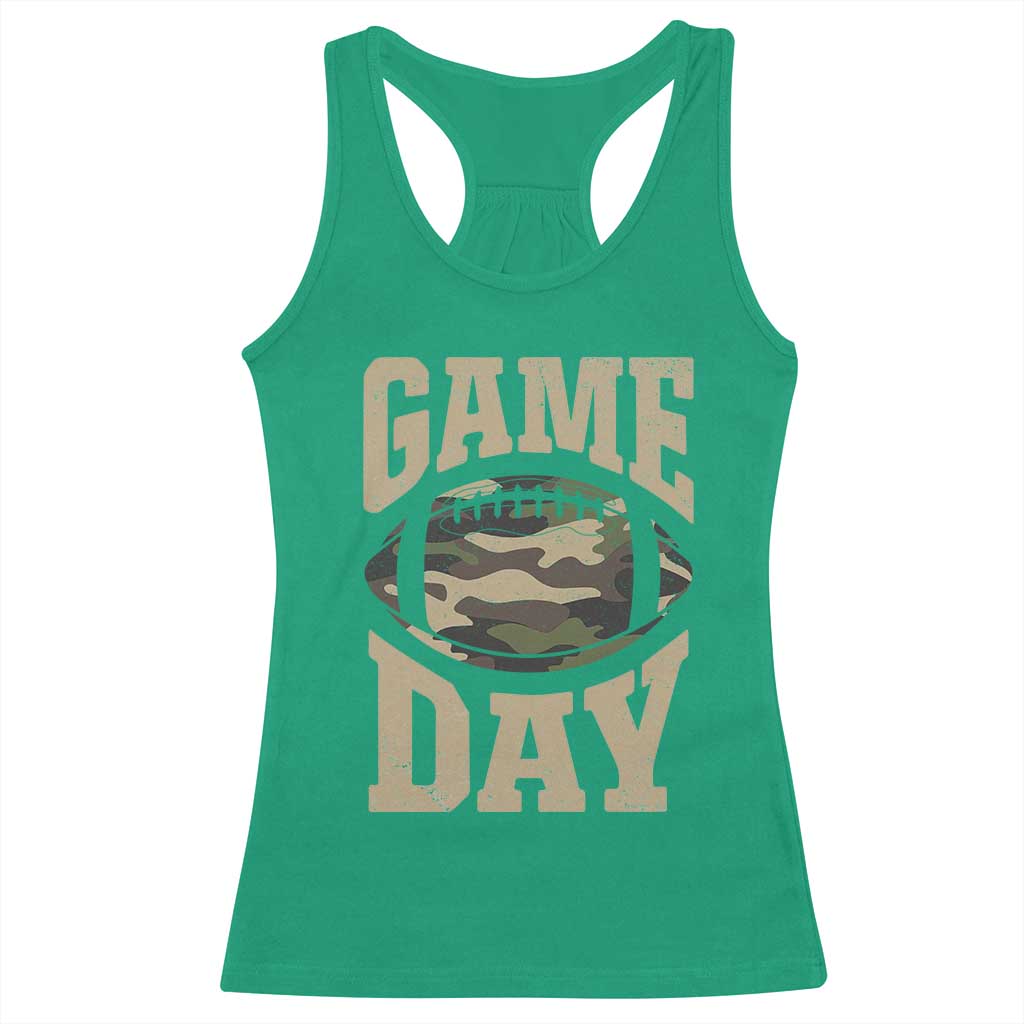 Game Day Football Racerback Tank Top Funny Sunday Retro Camo Camouflage - Wonder Print Shop