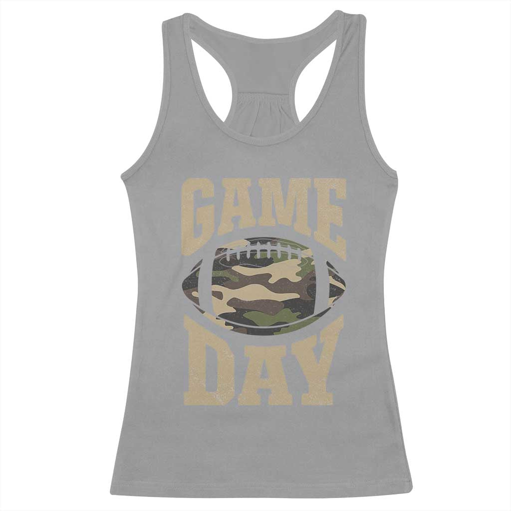 Game Day Football Racerback Tank Top Funny Sunday Retro Camo Camouflage - Wonder Print Shop