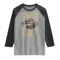 Game Day Football Raglan Shirt Funny Sunday Retro Camo Camouflage - Wonder Print Shop