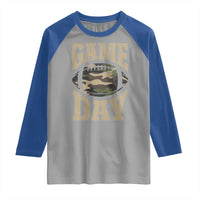 Game Day Football Raglan Shirt Funny Sunday Retro Camo Camouflage - Wonder Print Shop