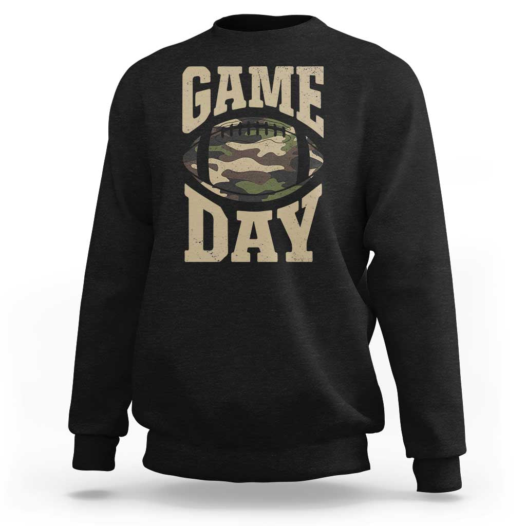 Game Day Football Sweatshirt Funny Sunday Retro Camo Camouflage - Wonder Print Shop