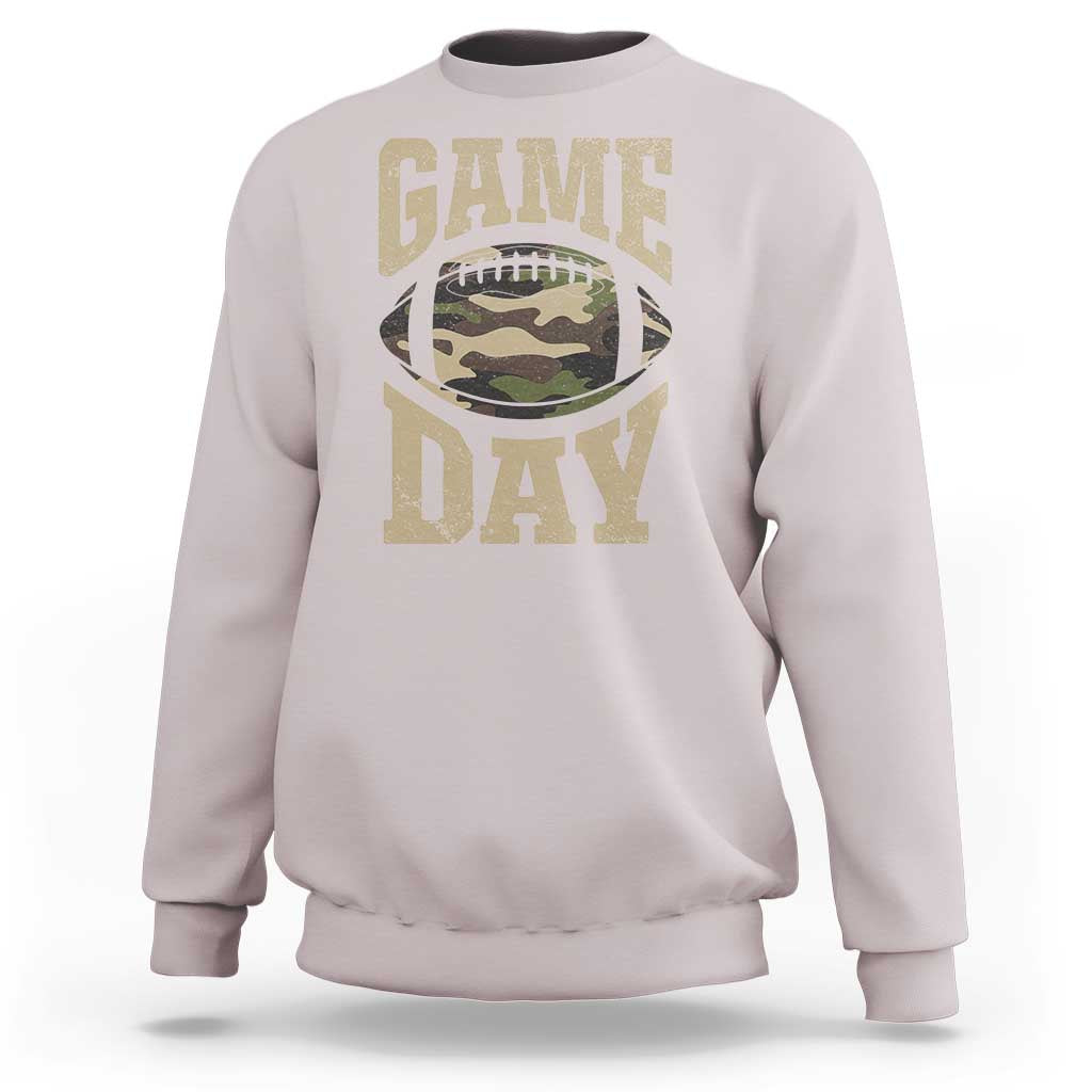 Game Day Football Sweatshirt Funny Sunday Retro Camo Camouflage - Wonder Print Shop