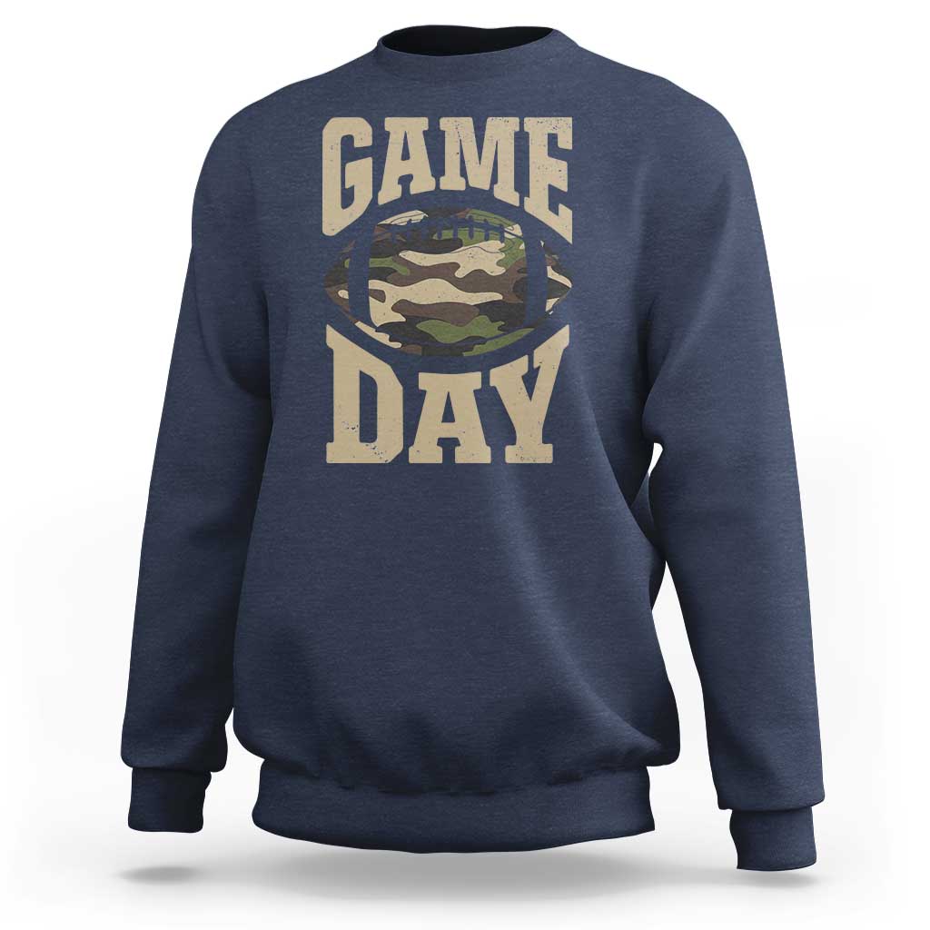 Game Day Football Sweatshirt Funny Sunday Retro Camo Camouflage - Wonder Print Shop