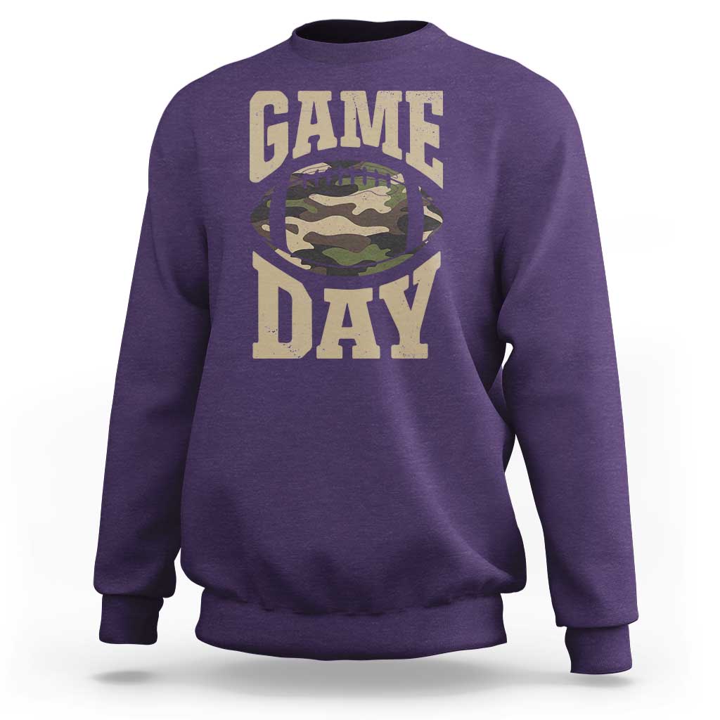 Game Day Football Sweatshirt Funny Sunday Retro Camo Camouflage - Wonder Print Shop