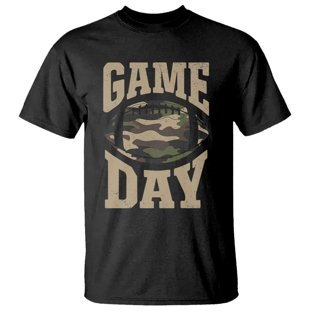 Game Day Football T Shirt Funny Sunday Retro Camo Camouflage - Wonder Print Shop