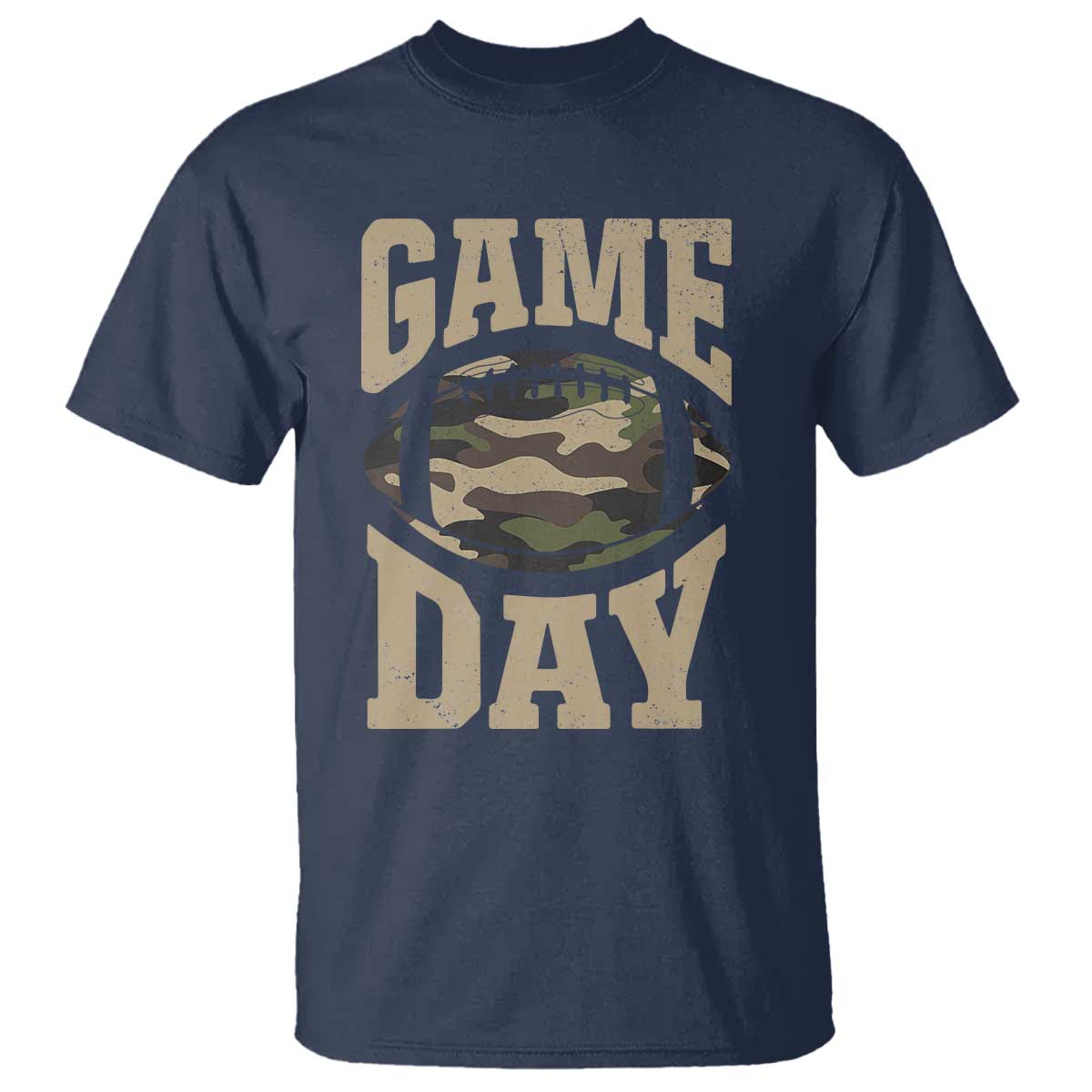 Game Day Football T Shirt Funny Sunday Retro Camo Camouflage - Wonder Print Shop