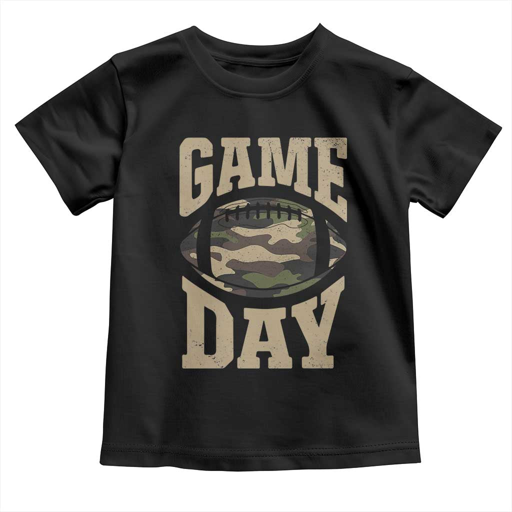 Game Day Football Toddler T Shirt Funny Sunday Retro Camo Camouflage - Wonder Print Shop