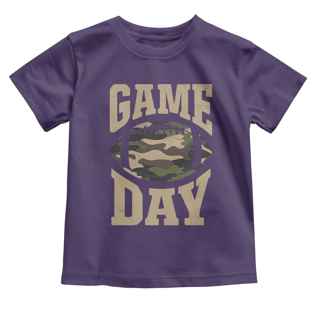 Game Day Football Toddler T Shirt Funny Sunday Retro Camo Camouflage - Wonder Print Shop